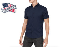 Men's Solid Slim-Fit Button Down Short Sleeve Shirt  Size S-4XL 