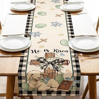 Christian Easter Cross Lamb Table Runner 13''X72'', 