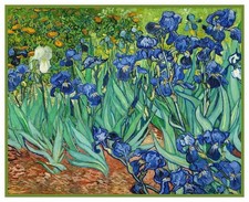 Vincent Van Gogh's Garden Irises Flowers Counted Cross Stitch Pattern