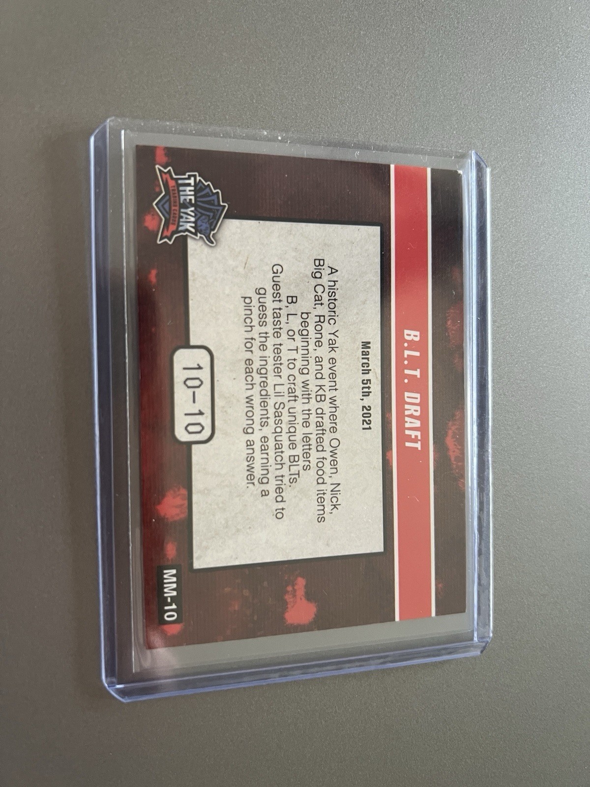 Barstool The Yak Trading Cards- Series One GOLD “B.L.T Draft” 10-10