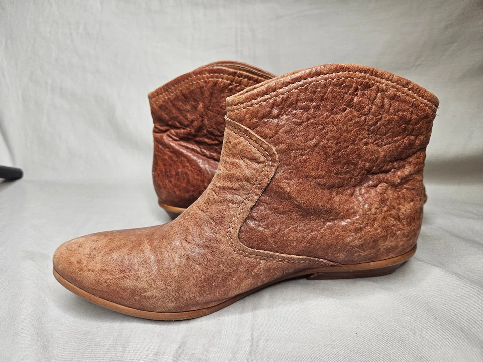 Zara Ankle Booties Womens US 7.5 EUR 38 Brown Leather Pointed Toe Western Shoes - Image 4 of 4