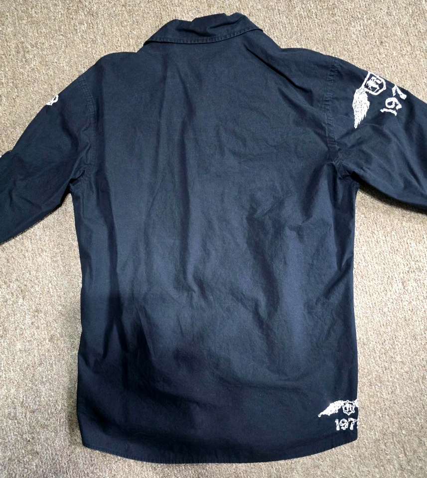 Camisa Roar Signature Para Hombre Negra Manga Larga Bordada con Botones Talla Lg Foto 3 de 4