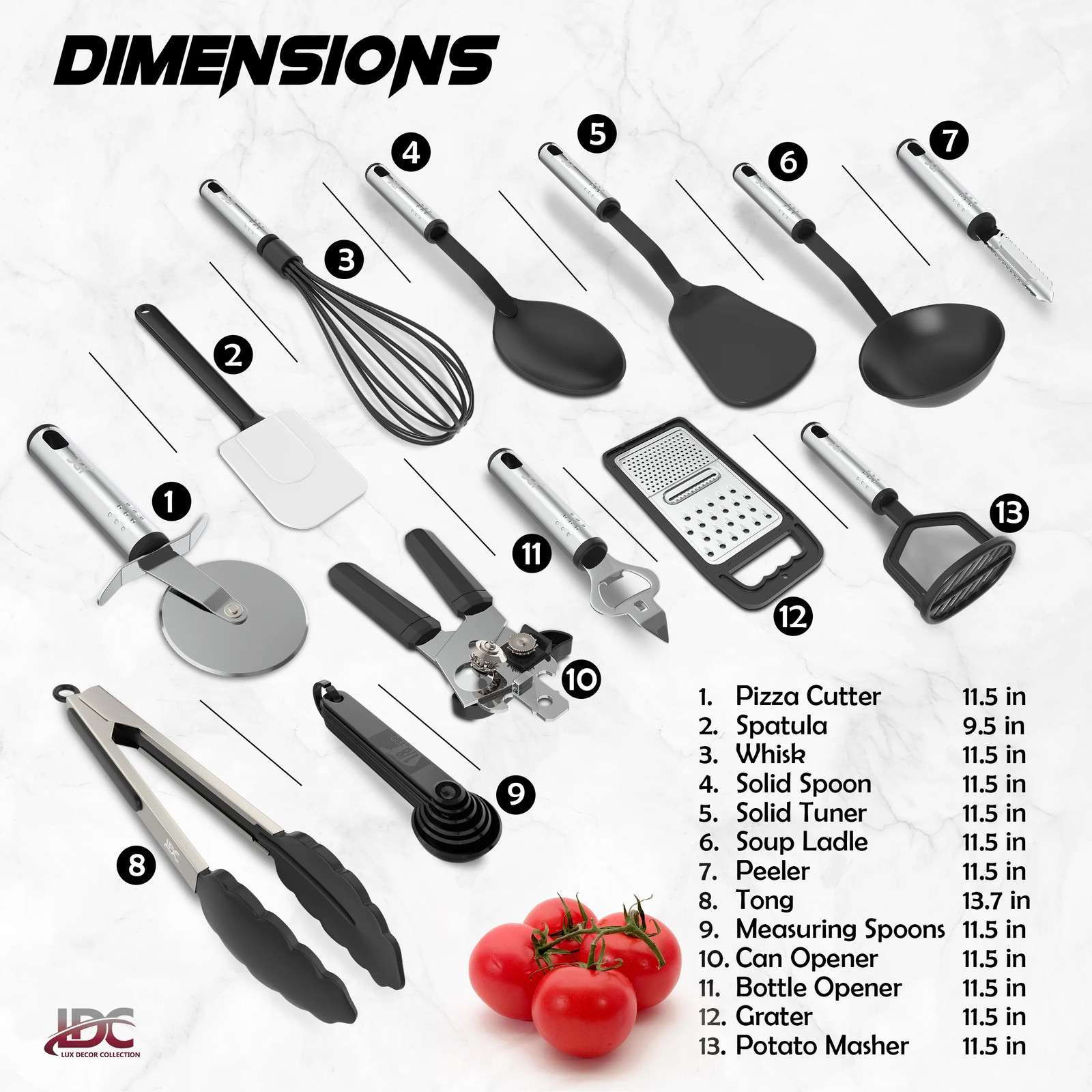 Lux Decor Collection 23 Piece Kitchen Utensils Set - Nylon and Stainless Steel C