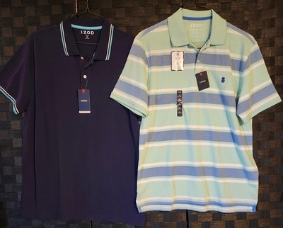 Lot of 2 IZOD Men's Polo Shirts XL Slim Fit & Advantage Performance Stretch