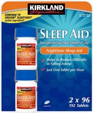 Kirkland Signature Sleep Aid 192 Tablets Doxylamine Succinate 25 Mg EXP 5/2028+