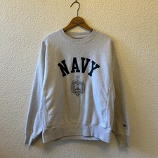 Vintage 80s / 90s Champion Reverse Weave Navy Size Large Warmup Tag Military