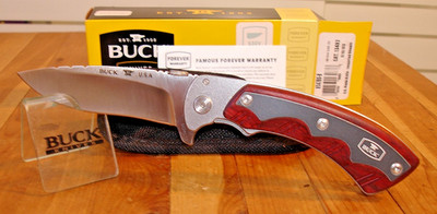 NIB BUCK KNIFE 547 OPEN SEASON SKINNER WOOD HANDLES BOS S30V BLADE NYLON SHEATH