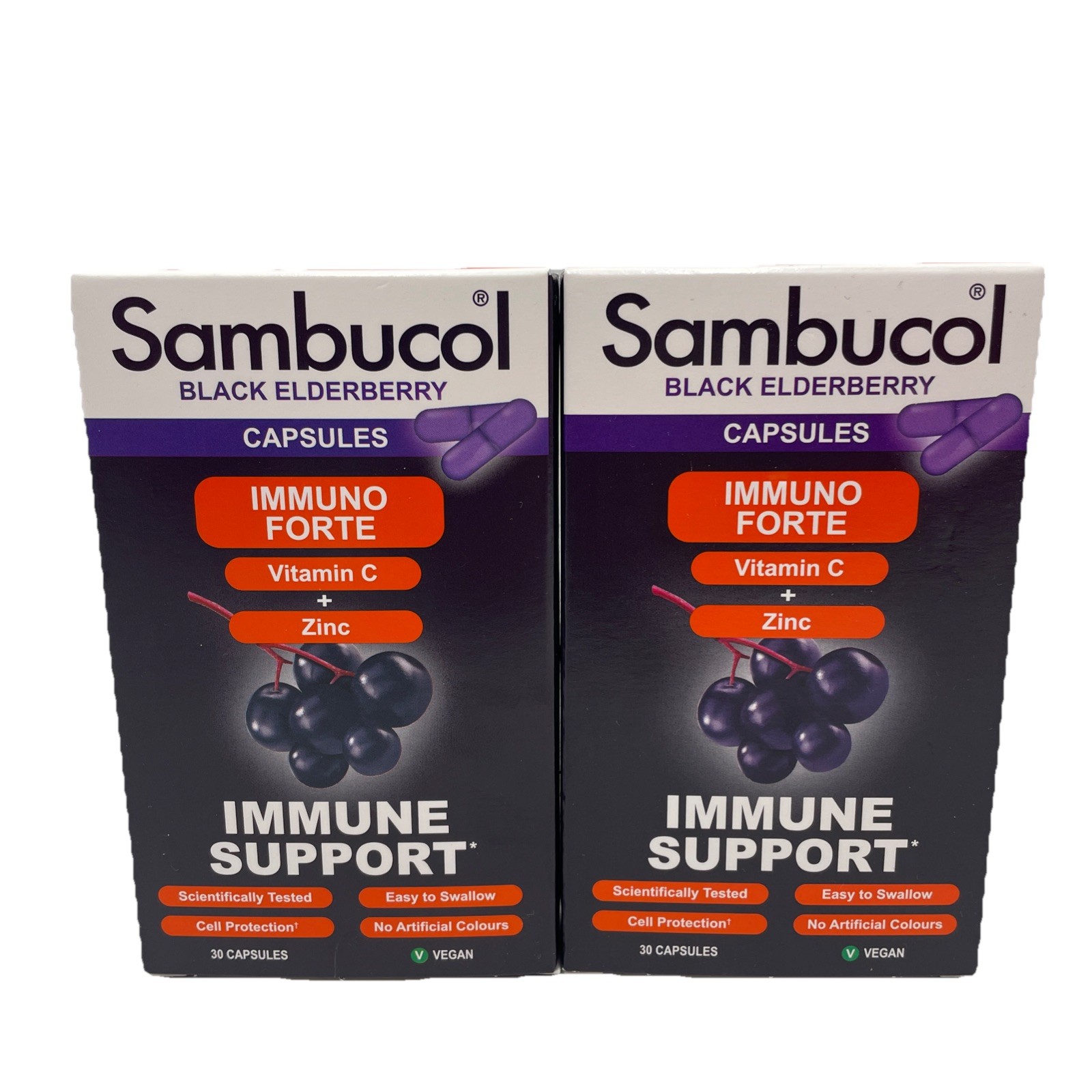 2 x Sambucol Immuno Forte 30 Capsules Immune Support Supplement