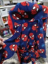 Spiderman Marvel Bath Robe with Hood  Pockets Ages 6-7 Boys