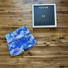 Ivivva by Lululemon Purple Blue Mixed Print Speed Shorts Athleisure Sporty 12