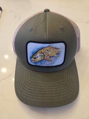 Richardson Style 112 Olive Brown Trout Patch Snapback Trucker Hat