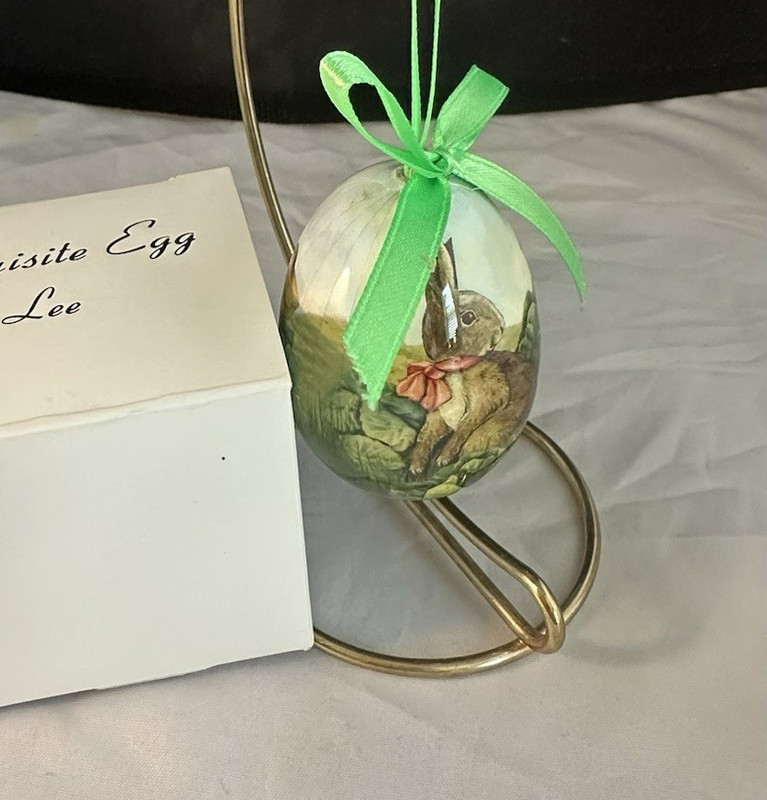 The Eggsquisite Egg Easter Rabbit Egg Ornament With Stand Boxed
