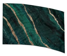 COLOR GUARD FLAGS EMERALD WAVES SILKS - NEW - 36" x 54" Standard Curved