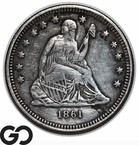 1861 Seated Liberty Quarter, Civil War Date