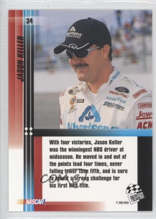 2002 Press Pass Optima Jason Keller #34 - Image 2 of 2