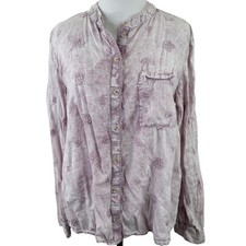 Pilcro  The Letterpress Anthropologie Lavender Floral Embroidered Blouse Shirt