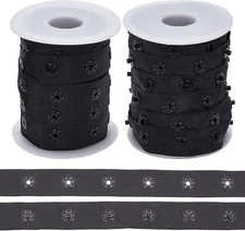 OLYCRAFT 2 Rolls 10 Yards/Roll Black Snap Button - Round Plastic 