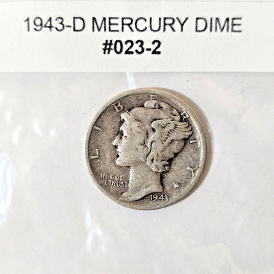 1943-D Mercury US Dime- 10c FV 90% Silver Circulated Collectible Free Shipping