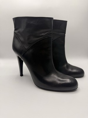 BALLY Zenita Black Leather Ankle Boots Women s EU 39.5 Stiletto Heel - Worn Once