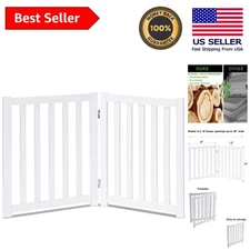 24" High Folding Wooden Safety Gate - Free Standing Dog Gate for Small Spaces