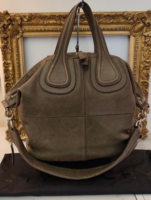 GIVENCHY NIGHTINGALE Khaki Leather Shoulder Tote Bag