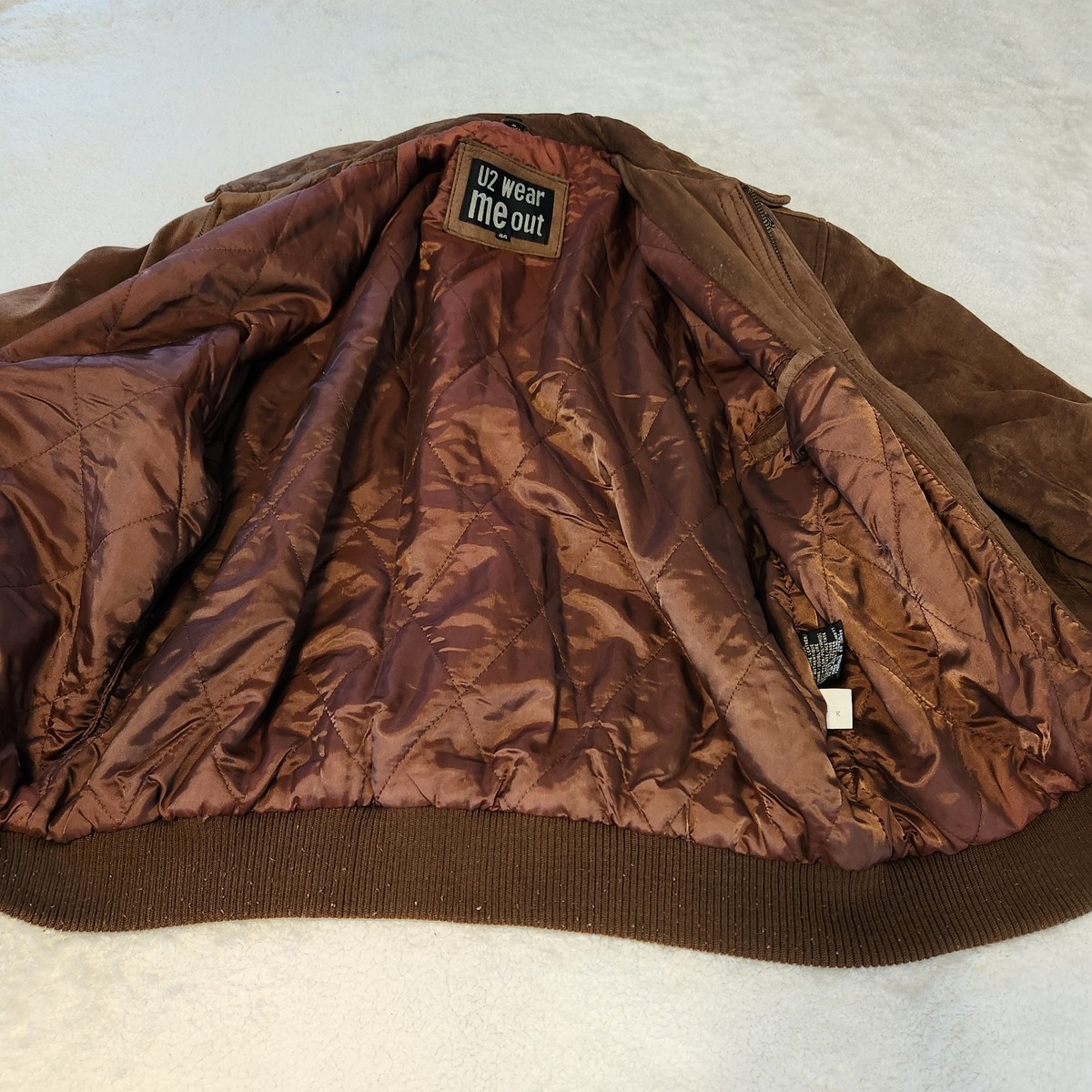 Vintage 90's U2 Wear Me Out Bomber Jacket Mens Size 44 Brown
