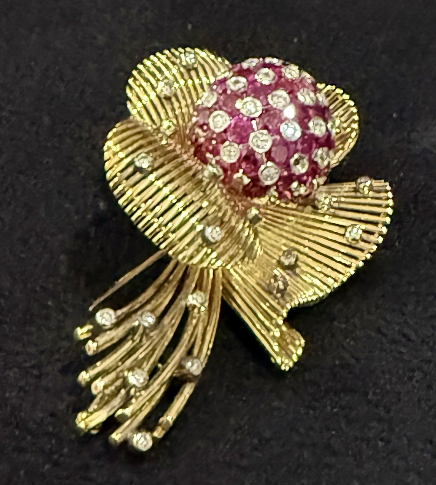 Flower ruby & Diamond Brooch - image 1