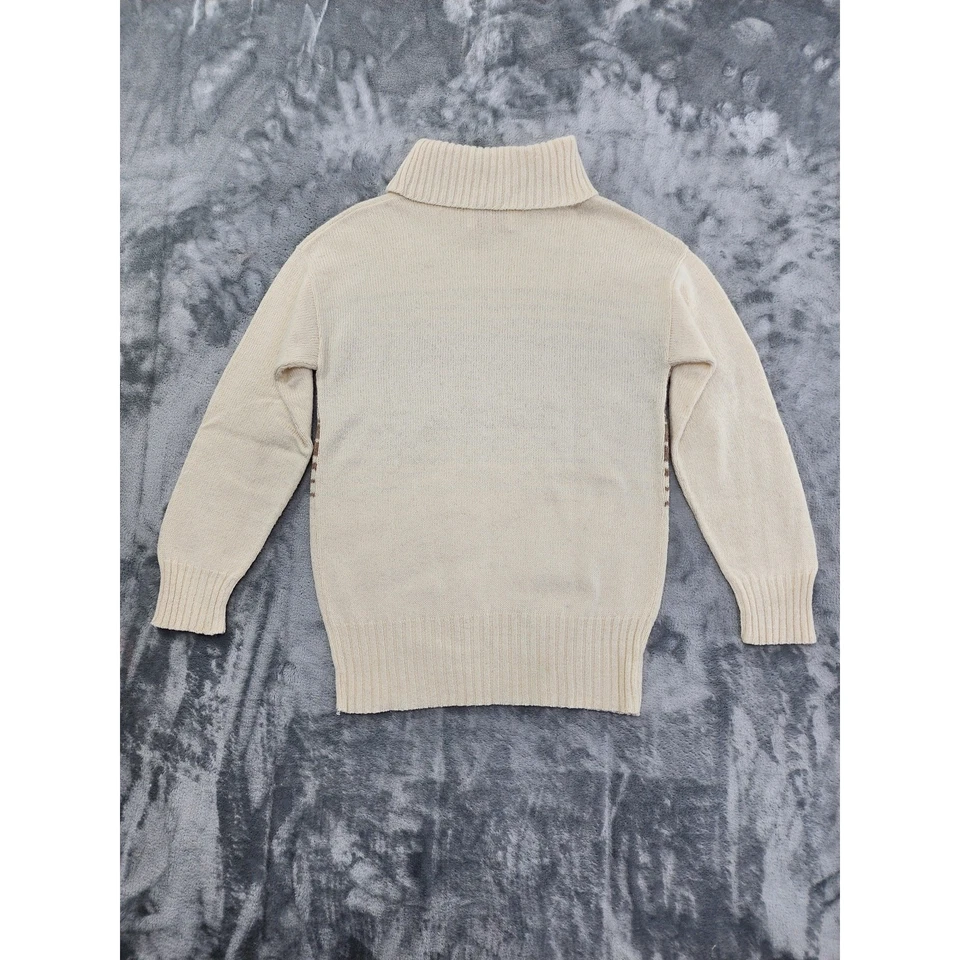 Suéter Vintage Janzten Fair Isle Cuello Alto Talla M Crema Tostado Invierno Foto 3 de 4