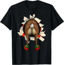 Cute Reindeer Butt Breakthrough Christmas T-Shirt
