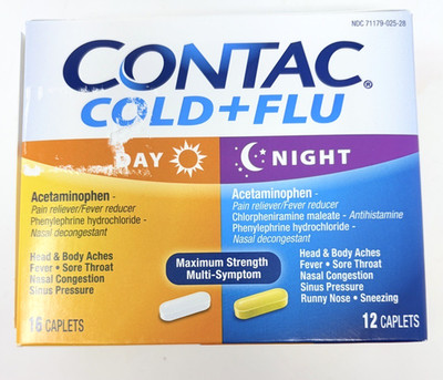 Contac Cold + Flu Day Night Multi Symptom Medicine 16 + 12 Caplets