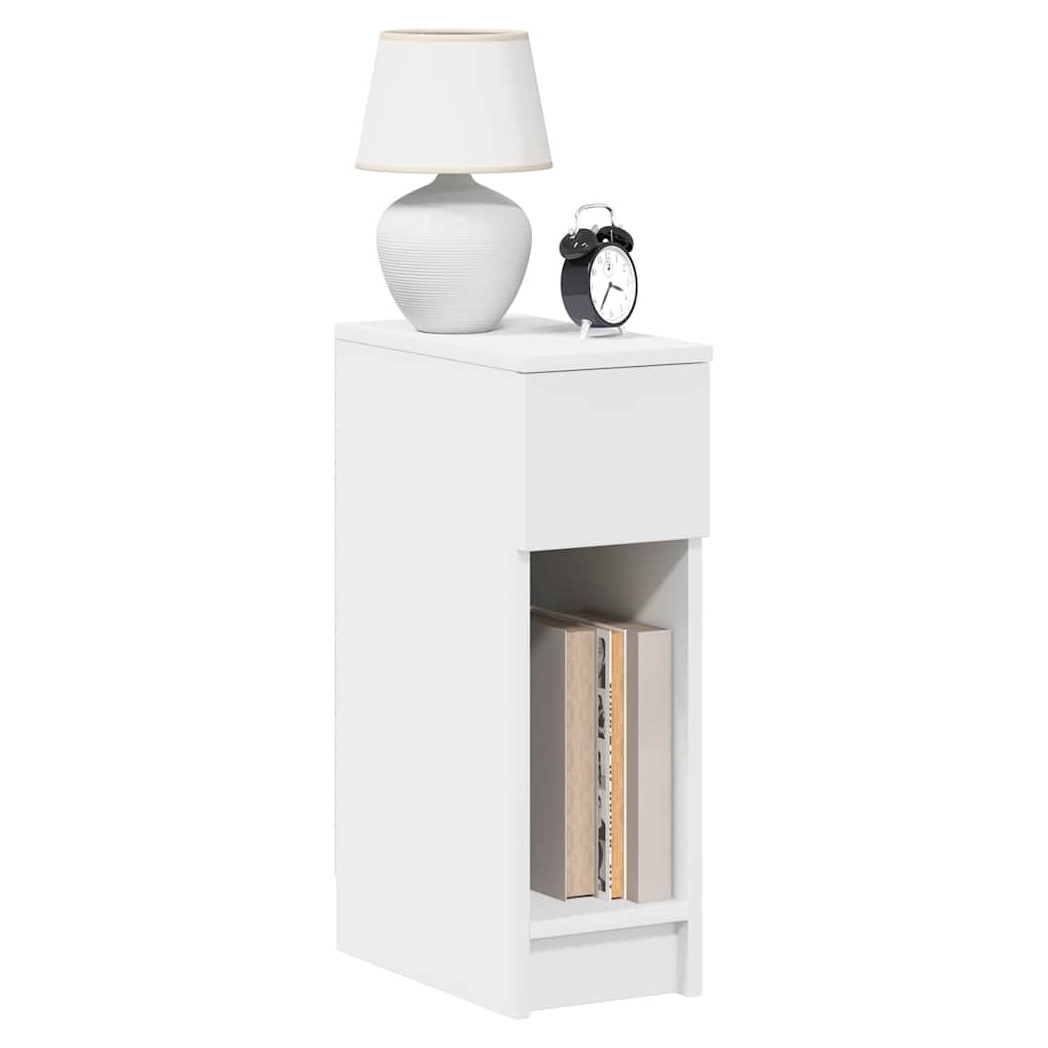 Bedside cabinet white engineered wood 20x36x60 cm 1 drawer bedside storage slim