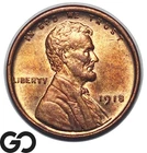 1918 Lincoln Cent Wheat Penny, Near Gem BU++ RD