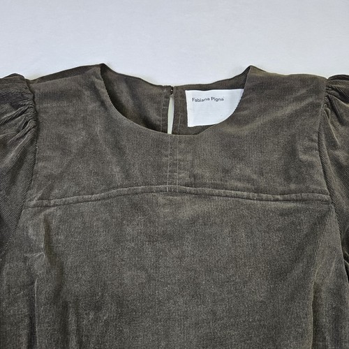 Fabiana Pigna Corduroy Peplum Womens S Top Blouse Forest Green Cotton USA Luxury - Picture 9 of 19
