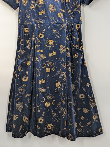 Modcloth x Collectif Swing Dress US size 14 Velvet Collar Pockets Navy RARE NWT - Picture 4 of 15