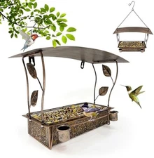 Bird Feeders House for Outdoors Hanging,Large Capacity Metal Wild