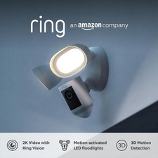 Ring Floodlight Cam Wired Pro White Outdoor Security Camera Wi-Fi 2K Smart Home