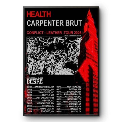 HEALTH and Carpenter Brut Announce Spring 2026 North American Tour Poster