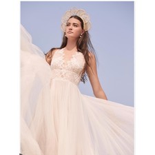 Willowby by Watters Delena Bohemian Wedding Gown Dress Tulle Lace Ivory Size 14