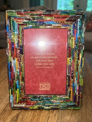 Glass Mosaic 6 x8  Folk Art Picture Frame 4x6 Pic Boho Bracelet Style COLORS New