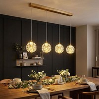 Pendellampe HäNgeleuchte Esstischlampe 4 Flammig Gold Kristall Wohnzimmerlampe