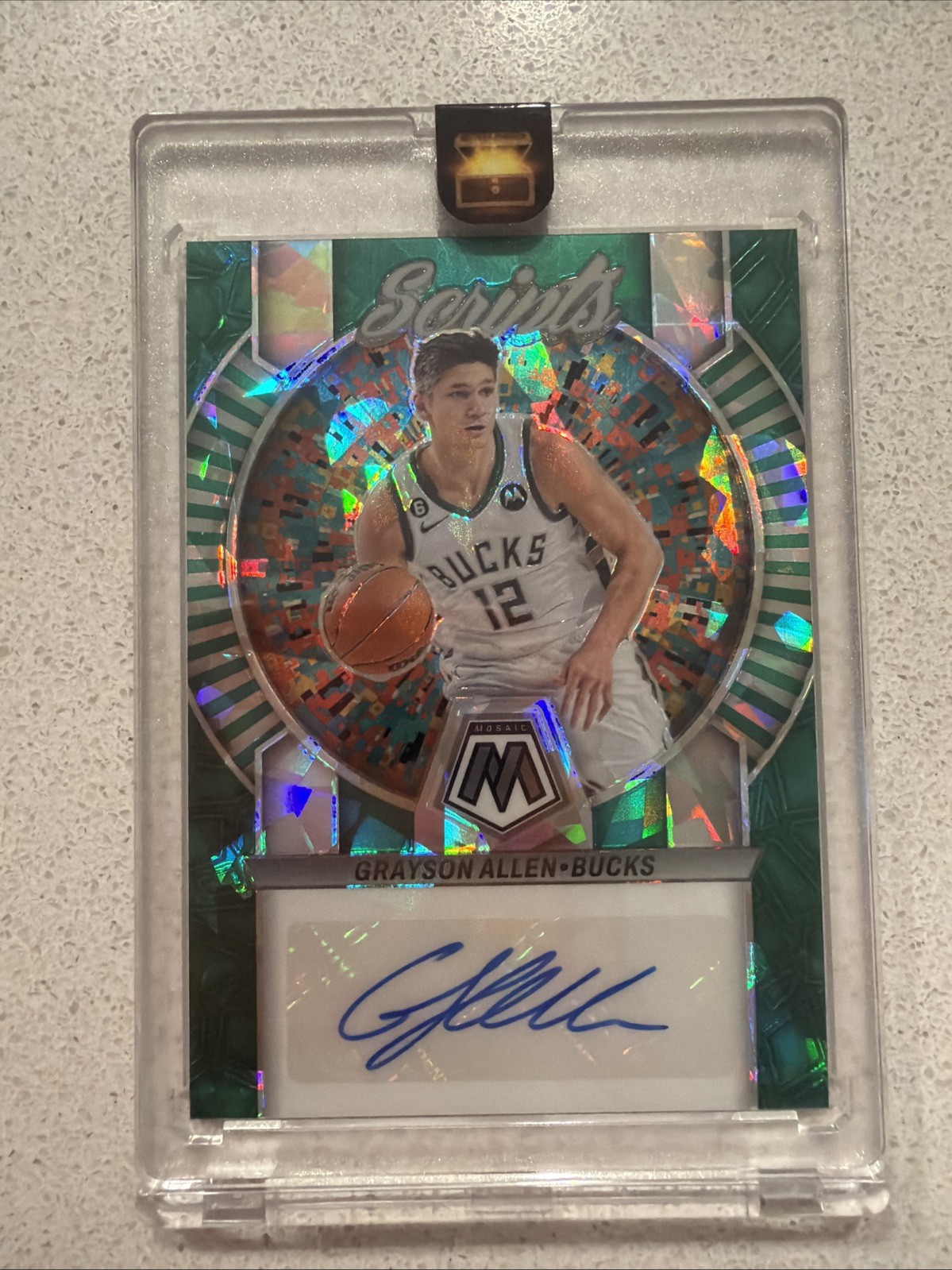 2022-23 Panini Mosaic Basketball GRAYSON ALLEN Scripts Auto Green Ice