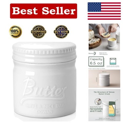 Elegant Ceramic Butter Keeper with Lid - Vintage Farmhouse Design & Freshness