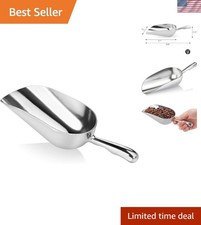 34523 One-Piece Cast Aluminum Round Bottom Bar Ice Flour Utility Scoop, 12-Ou...