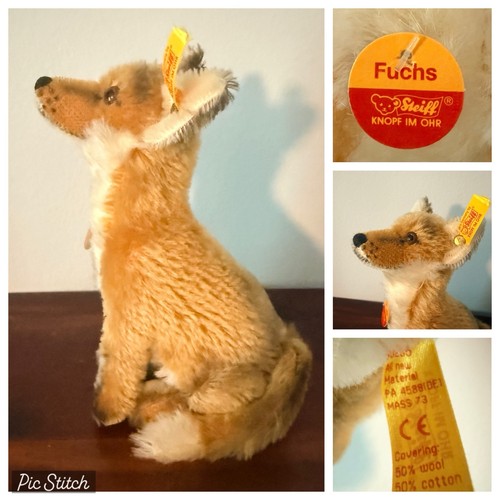 Steiff Germany Fuchs Fox 7 inches tall Mohair Button EAN 033438 German Handmade