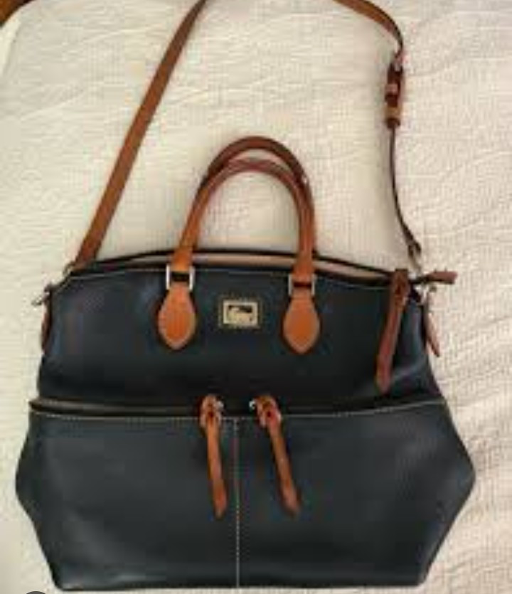 Dooney Bourke Dillen Satchel Black Leather Tote Purse Vintage Cell Phone Pocket