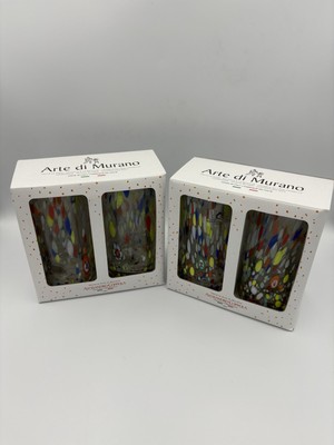 Arte di Murano A Coppola Handmade Blown Glass High Ball Tumblers Set Of 4 - 16oz