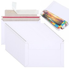 100 Pack 6.5x4.5 Inch Rigid Mailers Self Seal Stay Flat White Cardboard Photo