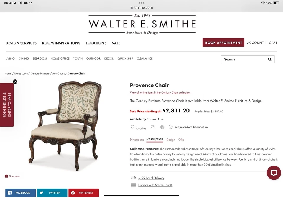 Sillas Provenza 3765 Century Furniture 2 Foto 4 de 4