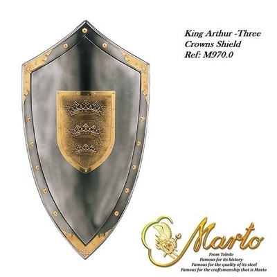 King Arthur Three Crowns Large Heater Shield Reenactment Events & Display