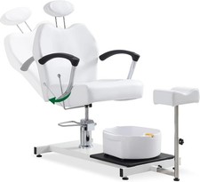 Pedicure Station Chair W/Footrest Foot Basin, 360 Swivel Reclining Pedicure Spa